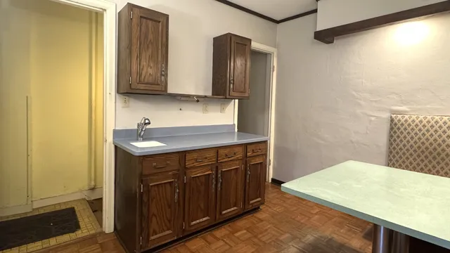 a bathroom with a sink double vanity and a shower