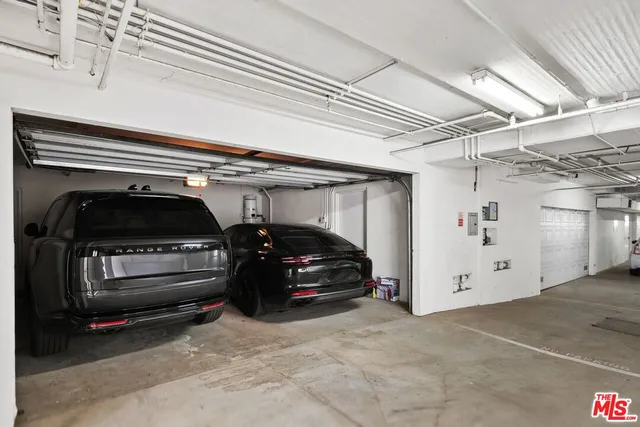 a car parked in a garage
