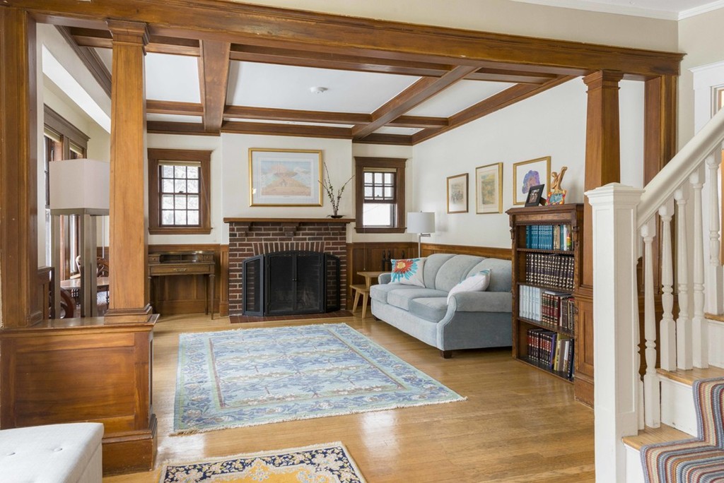 3 Addington Road, Unit 2 Brookline, MA 02445 - Photo 21 of 27 a living room with furniture and a fireplace