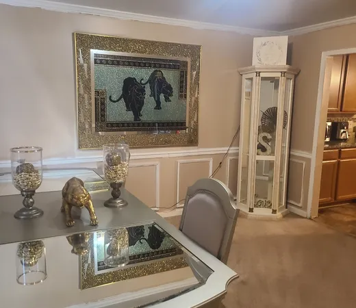 a room with furniture and a fireplace