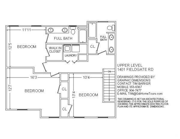 1401 Fieldgate Road Salem, VA 24153 - Photo 25 of 26 Upper Level Floor Plan