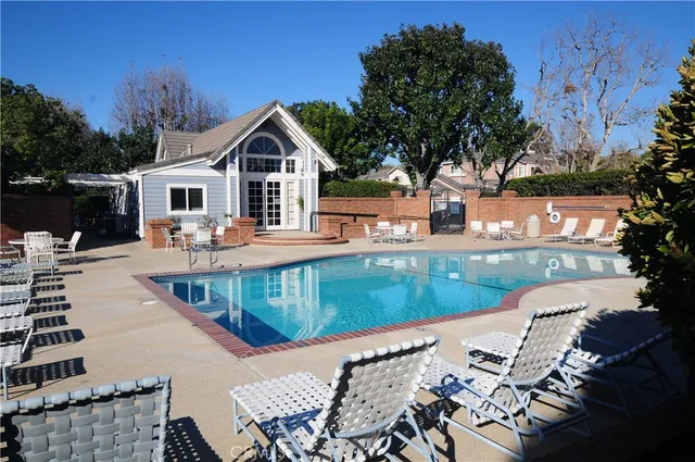 an outdoor space with seating space