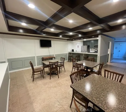 a view of a dining area with furniture