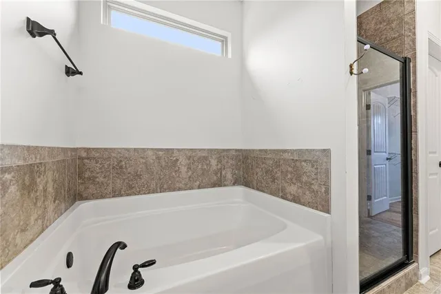 a bathroom with a tub