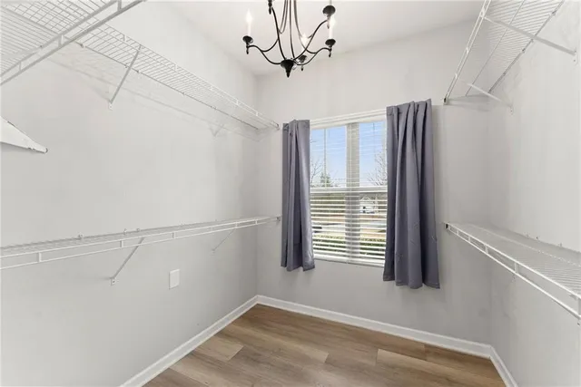 a view of a room with racks on the wall