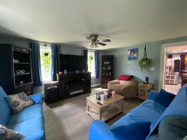 a living room with furniture