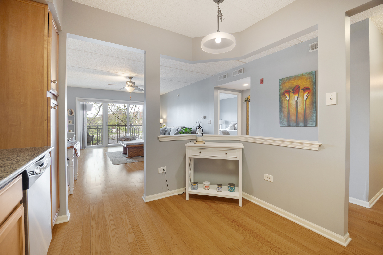 225 Main Street, Unit 216 Roselle, IL 60172 - Photo 12 of 20 a view of kitchen and dining room with wooden floor