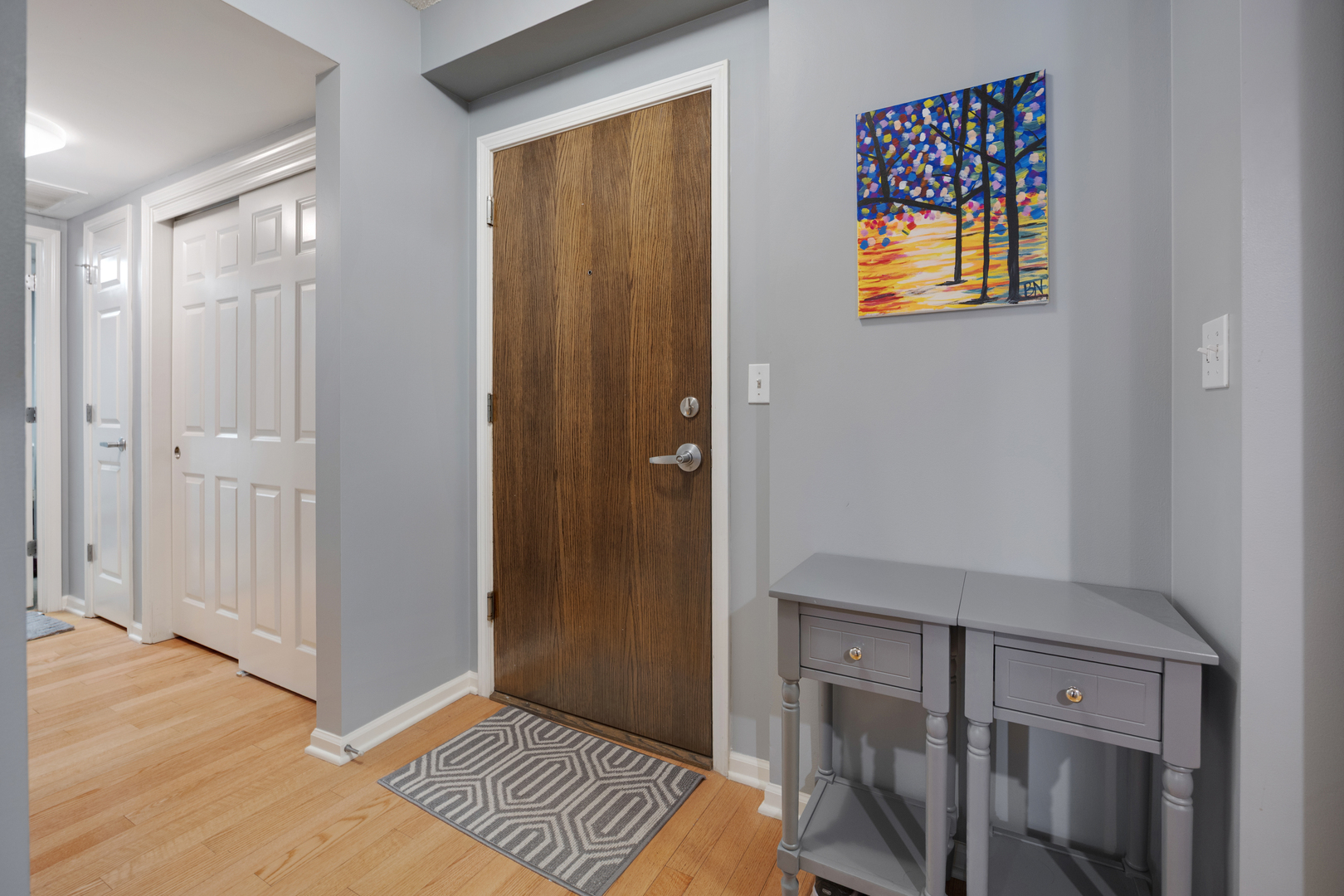 225 Main Street, Unit 216 Roselle, IL 60172 - Photo 4 of 20 a view of an entryway with wooden floor