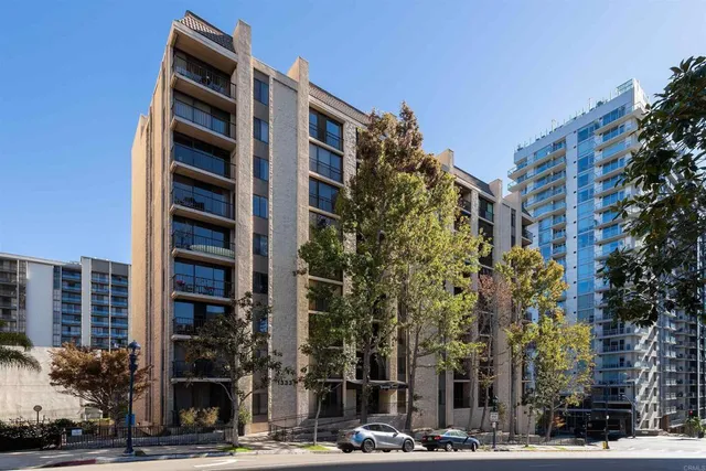 front view of a building with a street