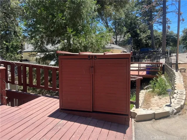 a view of a wooden deck