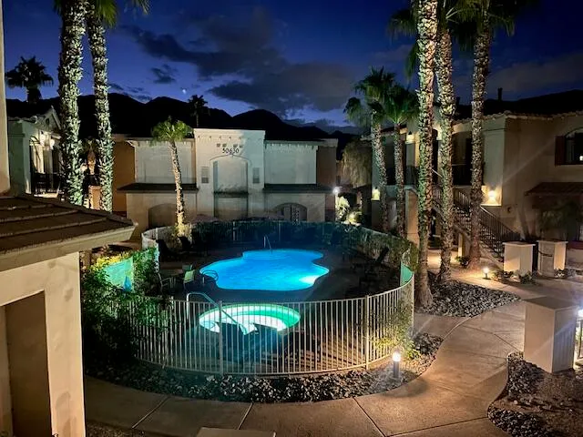 a view of outdoor space with seating area