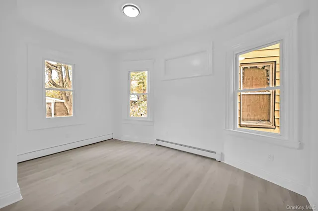 a bathroom with a white bath tub