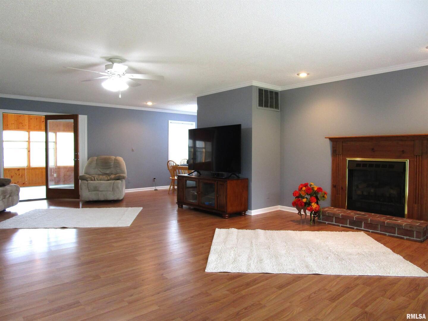 1253 County Road 800 East Carmi, IL 62821 - Photo 5 of 51 a living room with furniture a flat screen tv and a fireplace