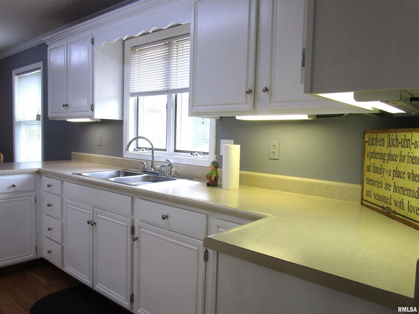 1253 County Road 800 East Carmi, IL 62821 - Photo 7 of 51 a kitchen with stainless steel appliances a sink a stove and white cabinets