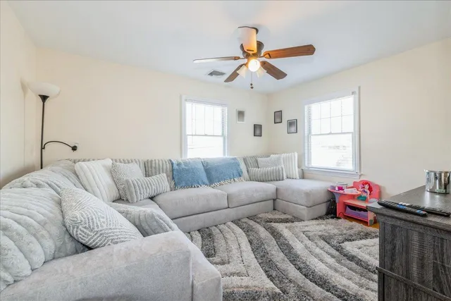 a living room with furniture