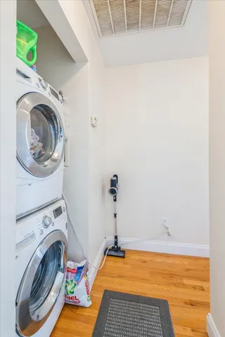 a view of a storage & utility room with washer and dryer