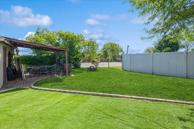 a view of a backyard with a garden and plants