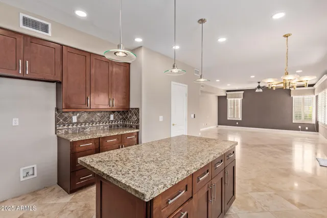 a kitchen with lots of counter top space