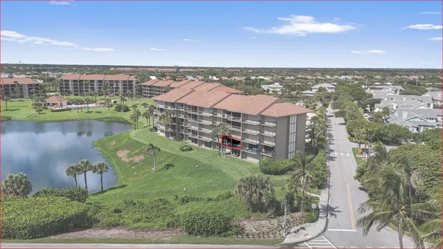 a view of a lake with a city