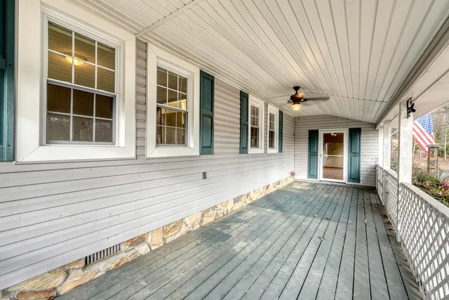 a view of a house with a large window