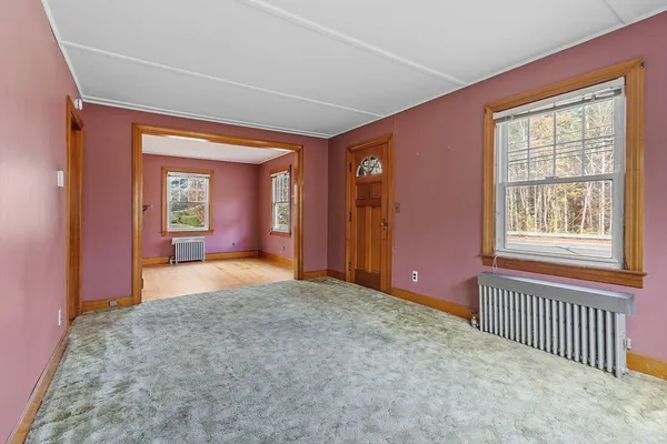 an empty room with windows