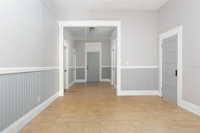 an empty room with closet