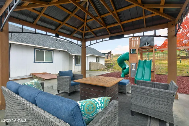 a view of outdoor space with seating