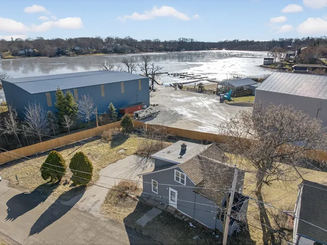 a view of a lake with outdoor space