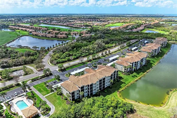 a view of a city with an ocean view
