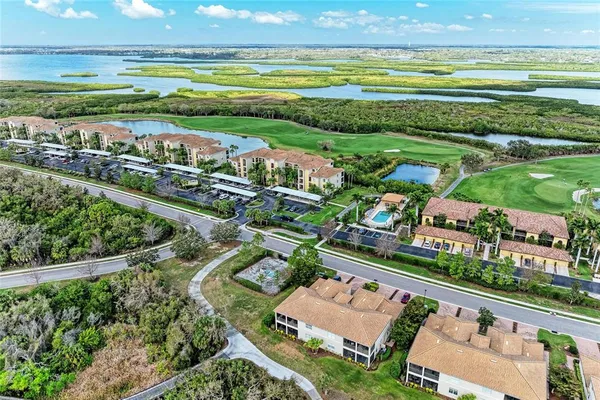 a front view of a house with a yard and palm trees