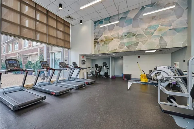 a view of a room with gym equipment