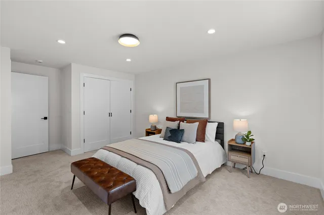 a bathroom with a double vanity sink and mirror