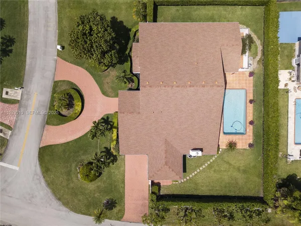 an aerial view of a house