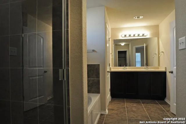 a bathroom with a bathtub