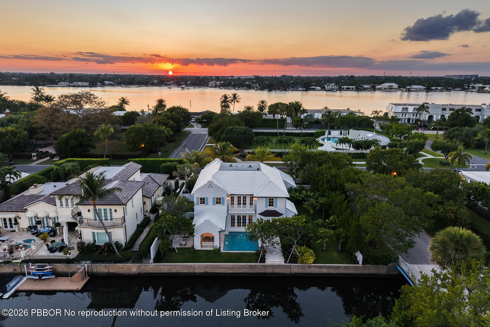 2219 Ibis Isle Road East Palm Beach, FL 33480 - Photo 59 of 64 Twilight Aerial