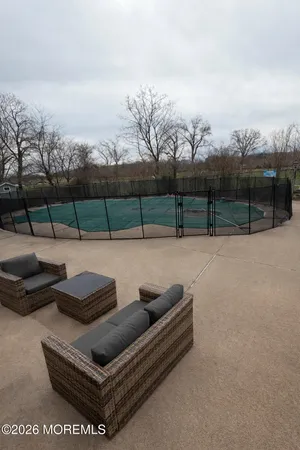 a view of patio with a couch
