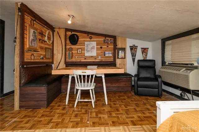 a dinning room with furniture