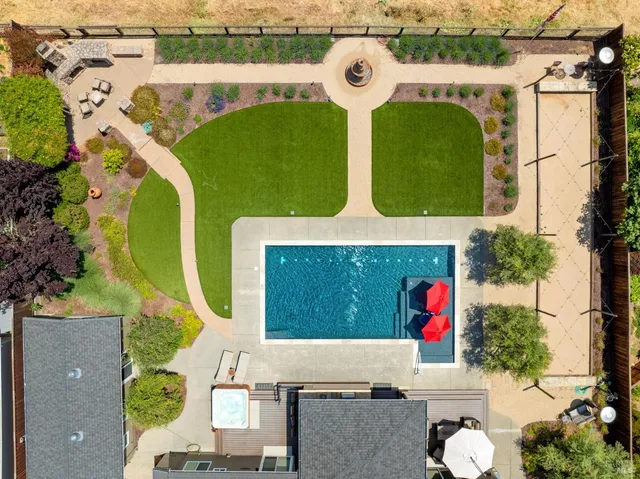 an aerial view of a house