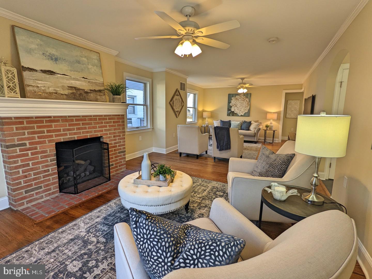 97 Powell Road Springfield, PA 19064 - Photo 4 of 28 Living room with gas fireplace