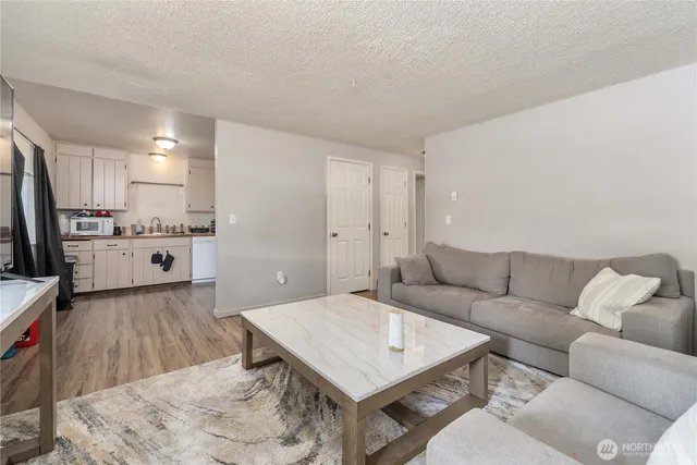 a bedroom with a bed and walk in closet