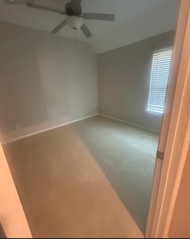an empty room with a door