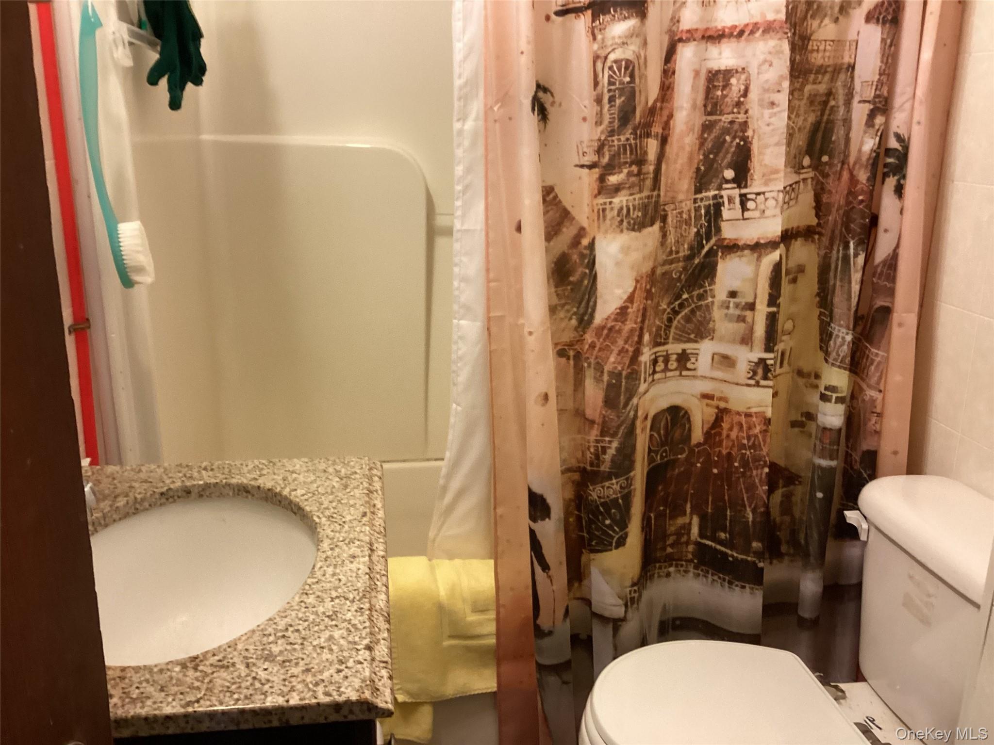 302 Todd Road, Unit T Woodbourne, NY 12788 - Photo 14 of 14 a bathroom with a granite countertop sink toilet and shower