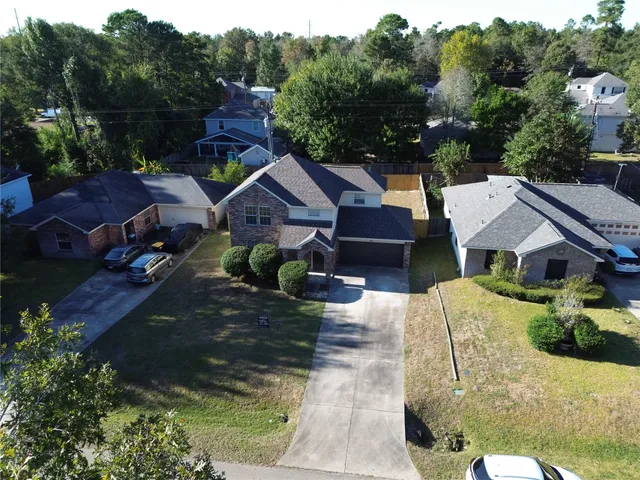 an aerial view of a house
