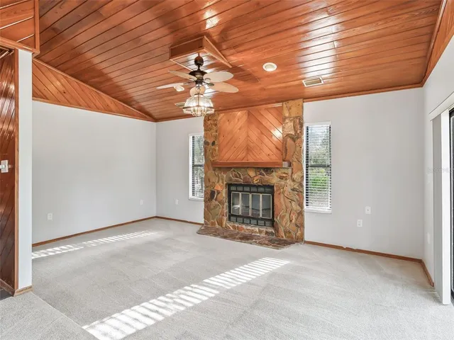 a living room with a fireplace