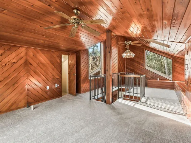 a view of a room with racks on the wall