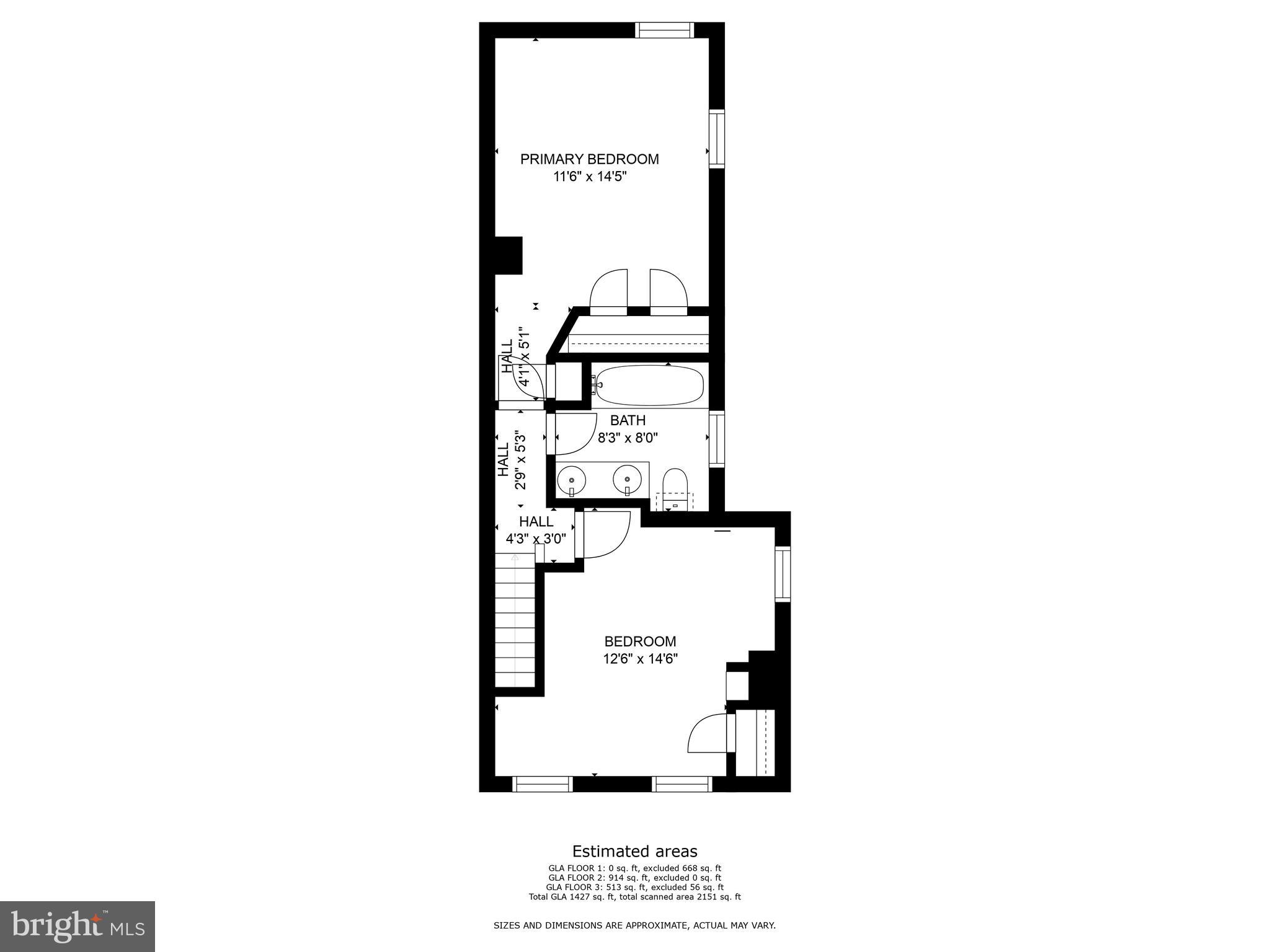 4603 Schenley Road Baltimore, MD 21210 - Photo 36 of 37 Upper level floorplan