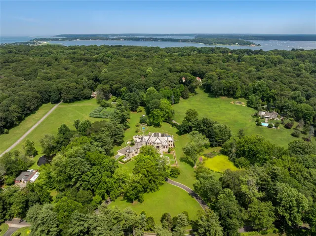 a view of a lake with a city