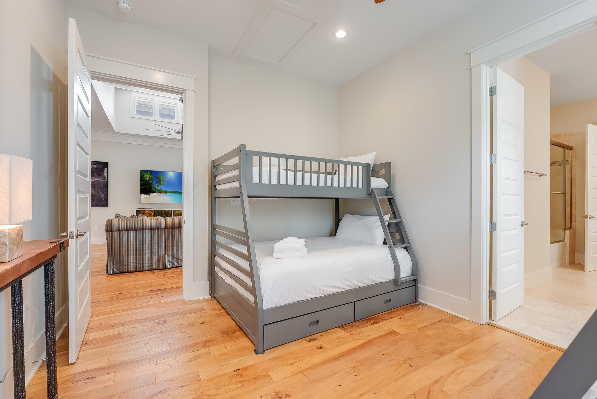 45 Pine Knoll Santa Rosa Beach, FL 32459 - Photo 10 of 24 a bedroom with a bed and a view of en suite bathroom