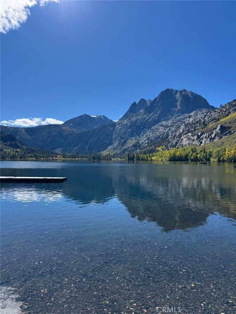 a view of lake with mountain