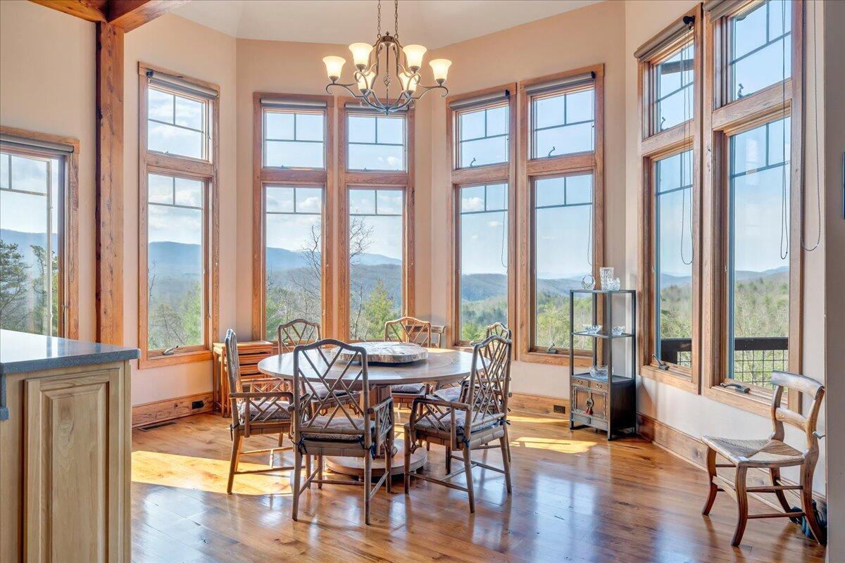 144 Seven Ridges Road Hot Springs, VA 24445 - Photo 16 of 89 a view of a dining room with furniture window and wooden floor